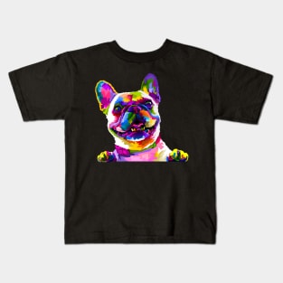 Rainbow French Bulldog Art Kids T-Shirt